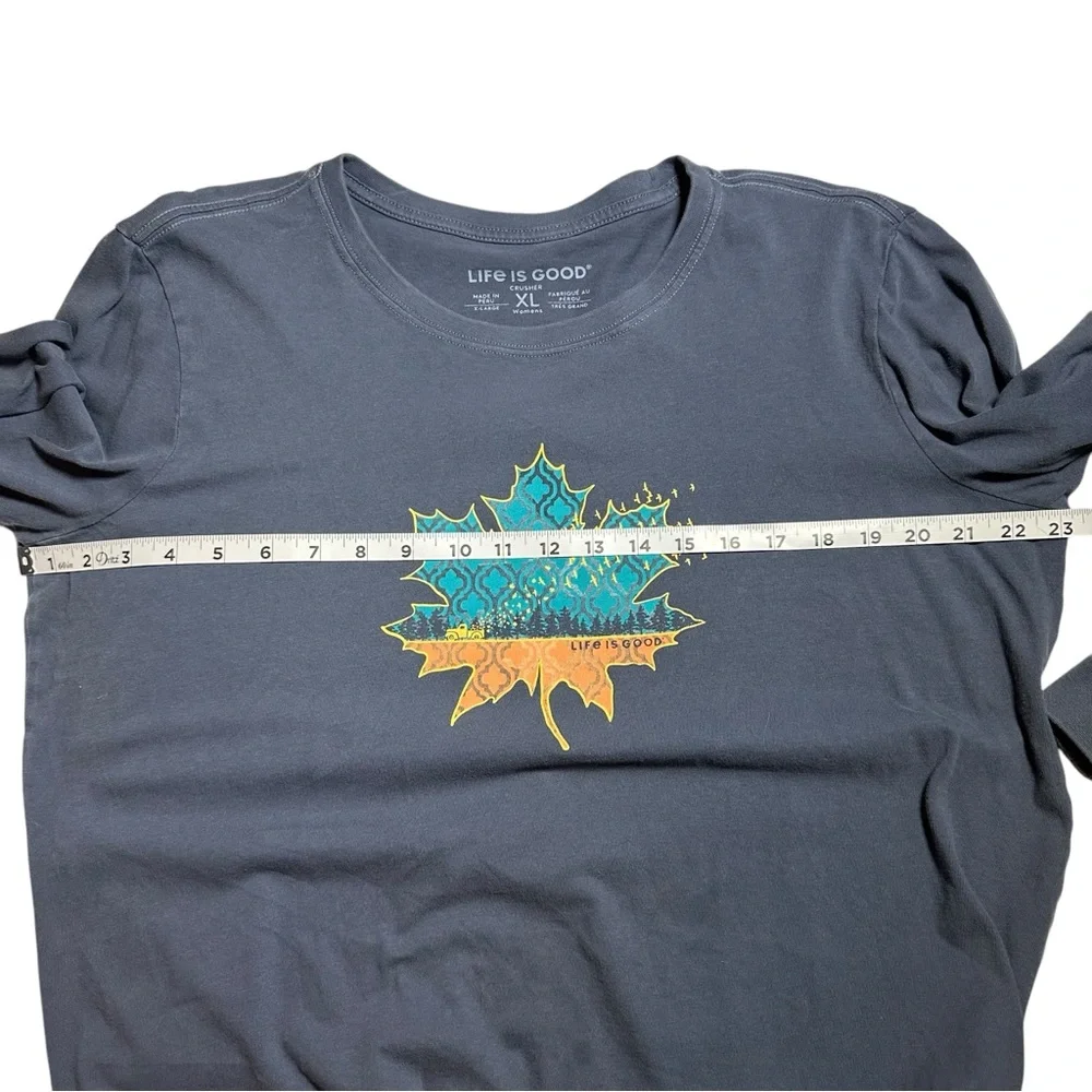 Life is Good Navy Blue Amman Fall Maple Leaf Long Sleeve Tee Shirt XL - Picture 4 of 6